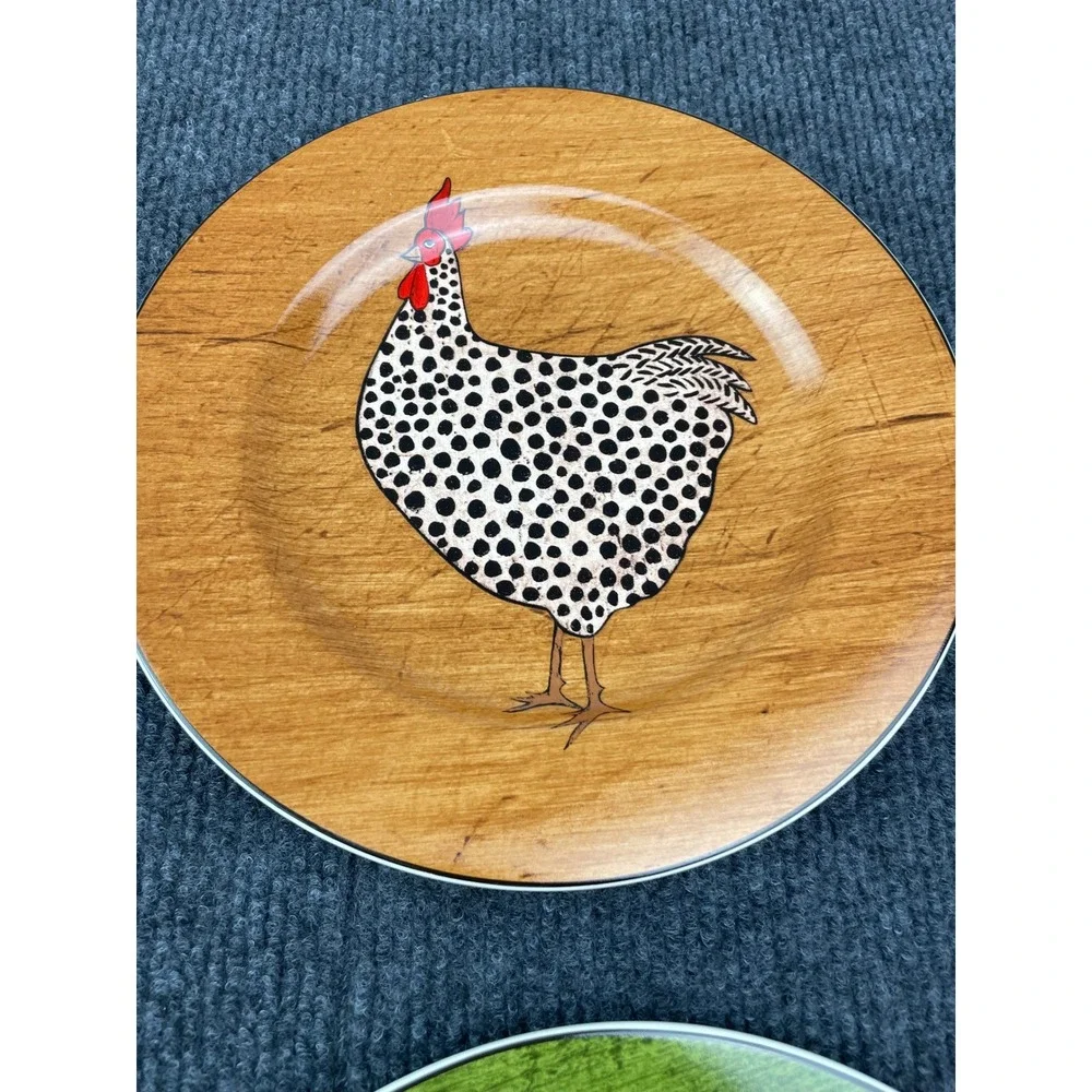 Warren Kimble Brandon House Country Quartet Rooster Stoneware Plates Set 4 8.25